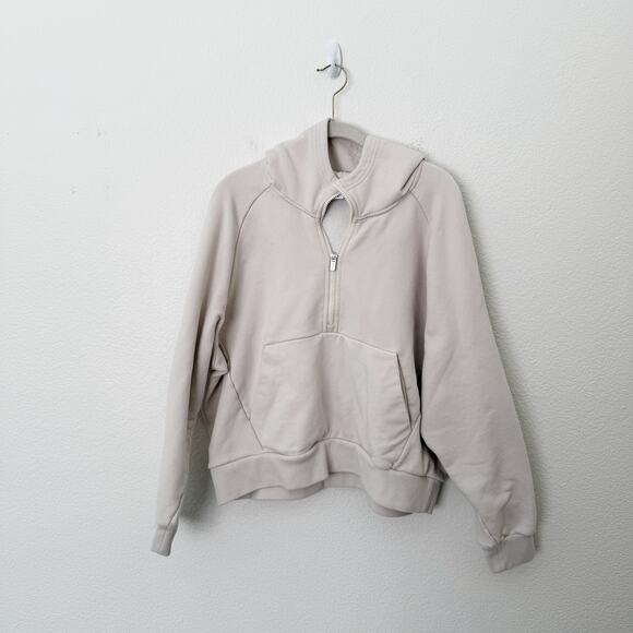 [Athleta] Bone Cream Forever Fleece 1/2 Zip Cropped Hoodie Long Sleeve Size XL - Picture 3 of 13